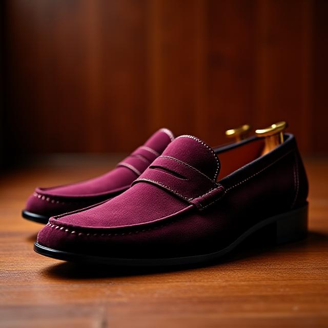 버건디 페니 로퍼